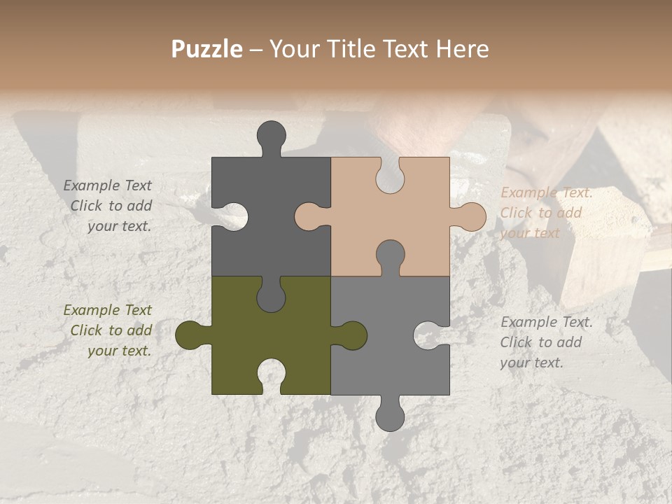 Closeup Of Mason's Hand Spreading Concrete Mix With Trowel In Foundation Shuttering PowerPoint Template