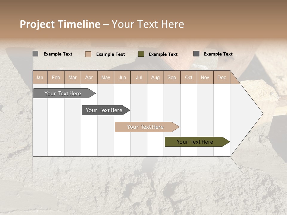 Closeup Of Mason's Hand Spreading Concrete Mix With Trowel In Foundation Shuttering PowerPoint Template