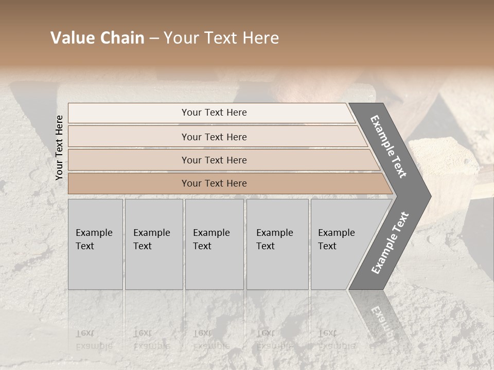Closeup Of Mason's Hand Spreading Concrete Mix With Trowel In Foundation Shuttering PowerPoint Template