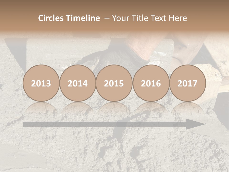 Closeup Of Mason's Hand Spreading Concrete Mix With Trowel In Foundation Shuttering PowerPoint Template