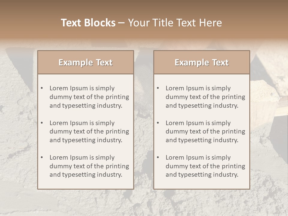 Closeup Of Mason's Hand Spreading Concrete Mix With Trowel In Foundation Shuttering PowerPoint Template