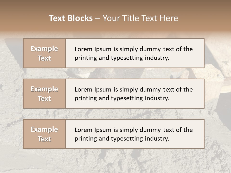 Closeup Of Mason's Hand Spreading Concrete Mix With Trowel In Foundation Shuttering PowerPoint Template
