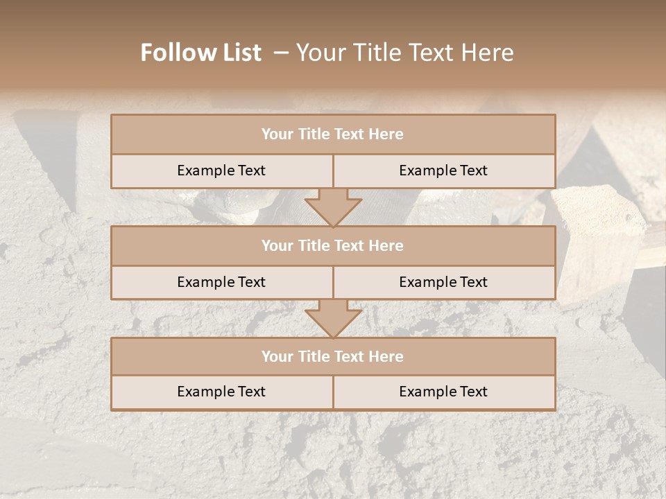 Closeup Of Mason's Hand Spreading Concrete Mix With Trowel In Foundation Shuttering PowerPoint Template