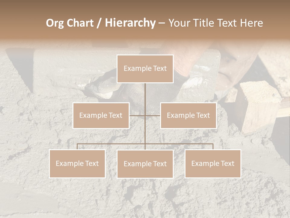 Closeup Of Mason's Hand Spreading Concrete Mix With Trowel In Foundation Shuttering PowerPoint Template