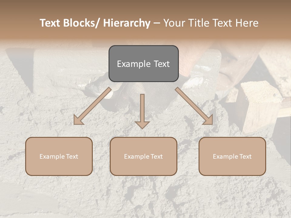 Closeup Of Mason's Hand Spreading Concrete Mix With Trowel In Foundation Shuttering PowerPoint Template