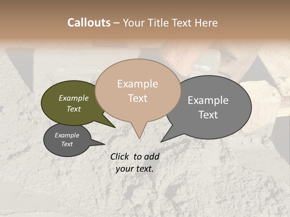 Closeup Of Mason's Hand Spreading Concrete Mix With Trowel In Foundation Shuttering PowerPoint Template