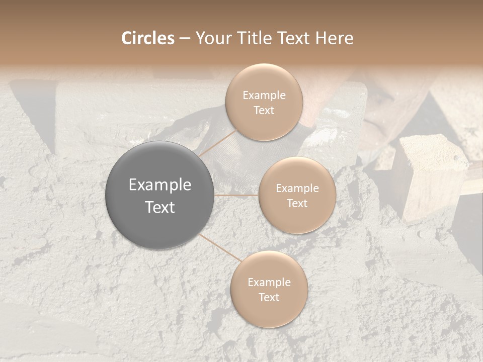 Closeup Of Mason's Hand Spreading Concrete Mix With Trowel In Foundation Shuttering PowerPoint Template