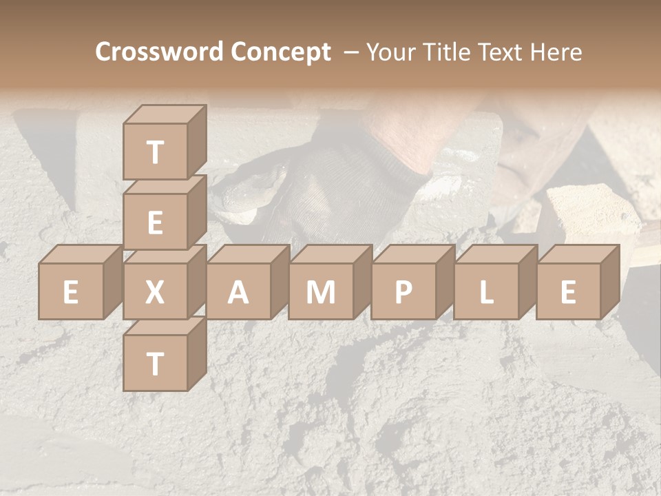 Closeup Of Mason's Hand Spreading Concrete Mix With Trowel In Foundation Shuttering PowerPoint Template