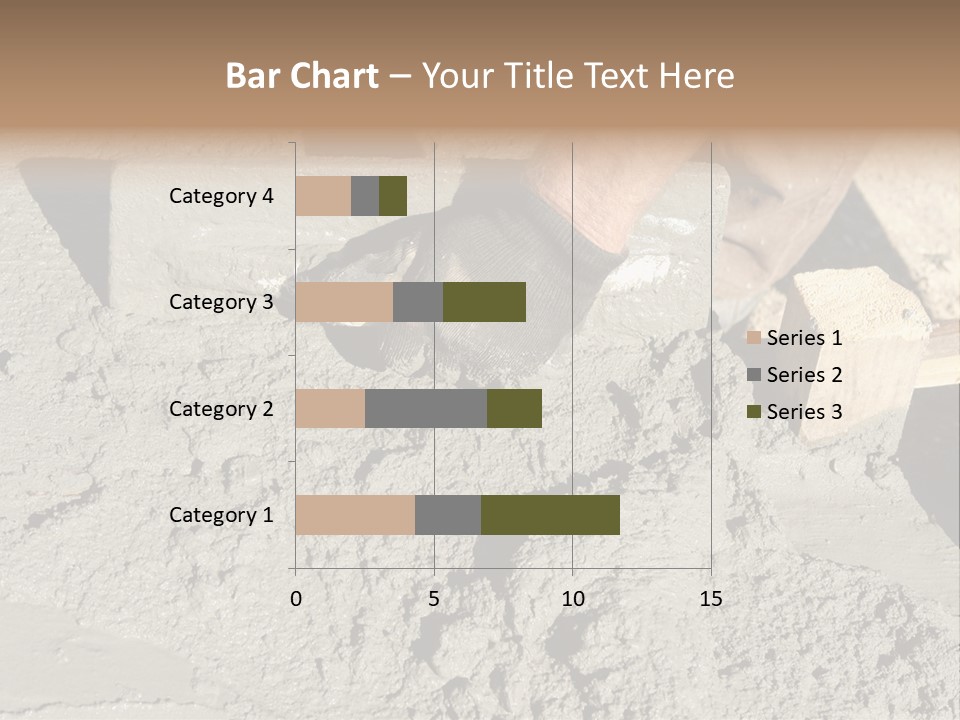 Closeup Of Mason's Hand Spreading Concrete Mix With Trowel In Foundation Shuttering PowerPoint Template