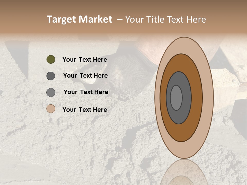 Closeup Of Mason's Hand Spreading Concrete Mix With Trowel In Foundation Shuttering PowerPoint Template