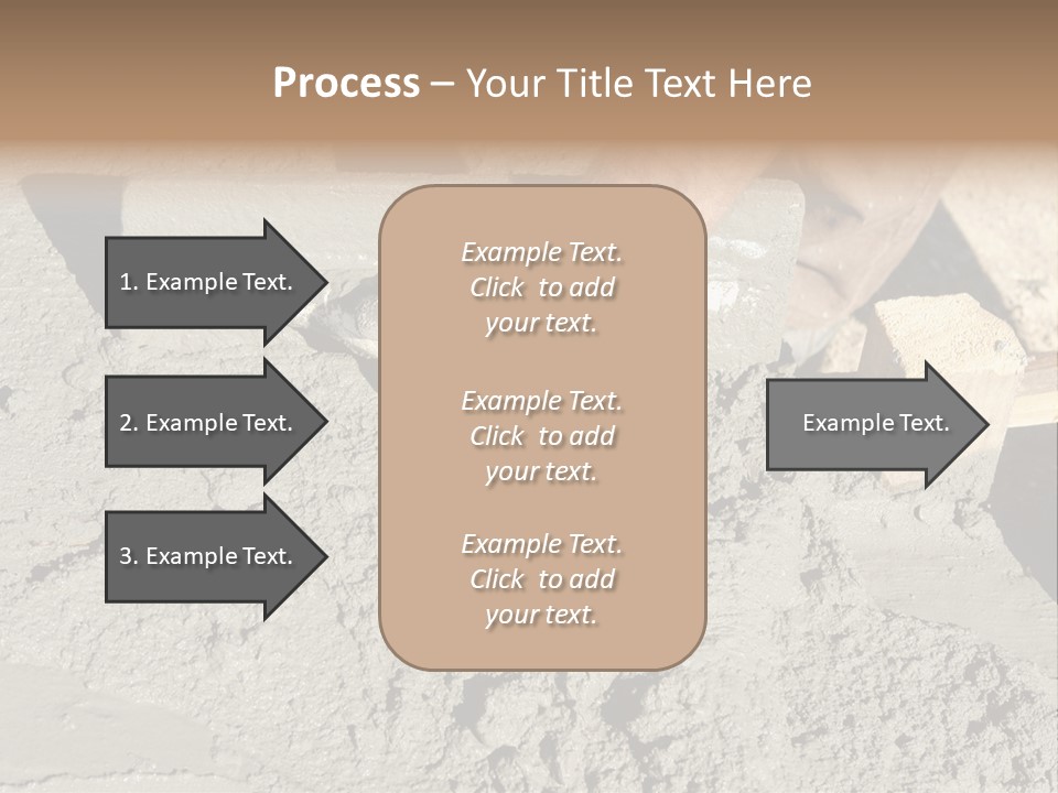 Closeup Of Mason's Hand Spreading Concrete Mix With Trowel In Foundation Shuttering PowerPoint Template