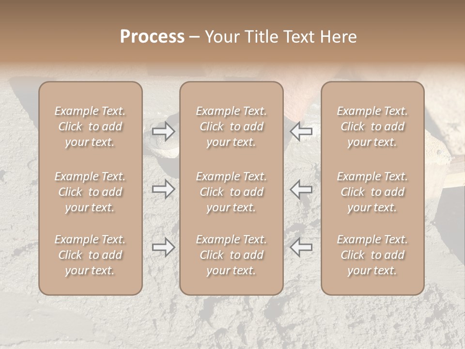 Closeup Of Mason's Hand Spreading Concrete Mix With Trowel In Foundation Shuttering PowerPoint Template