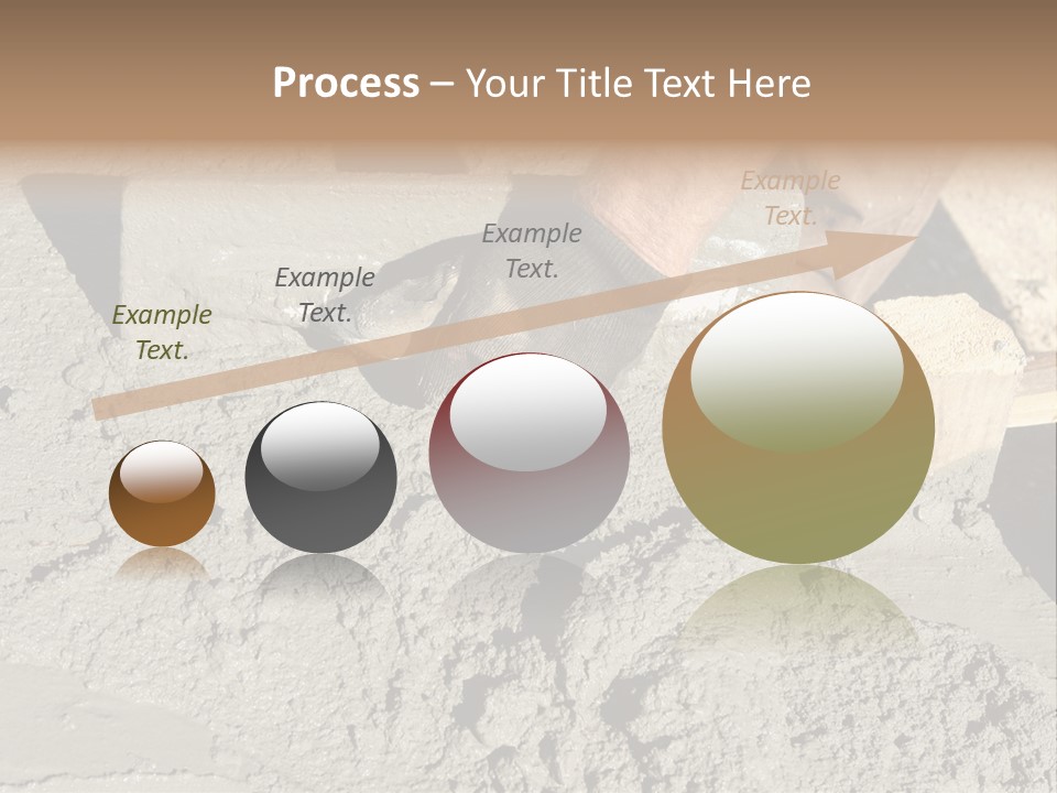 Closeup Of Mason's Hand Spreading Concrete Mix With Trowel In Foundation Shuttering PowerPoint Template