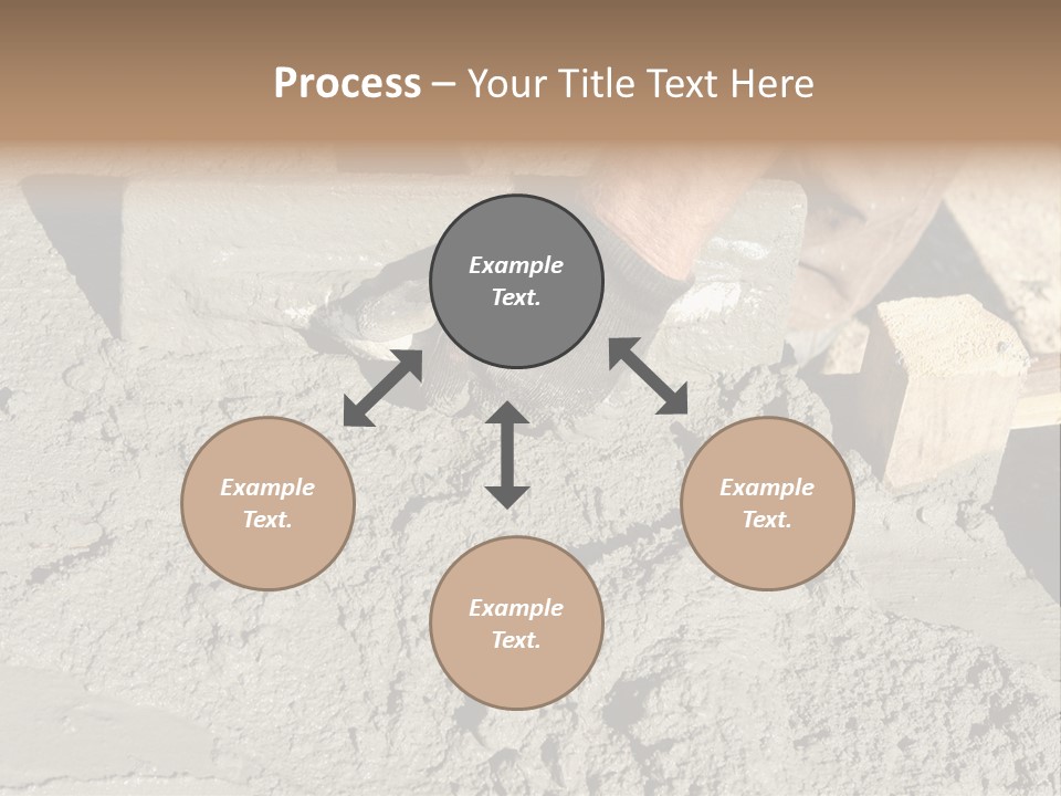 Closeup Of Mason's Hand Spreading Concrete Mix With Trowel In Foundation Shuttering PowerPoint Template
