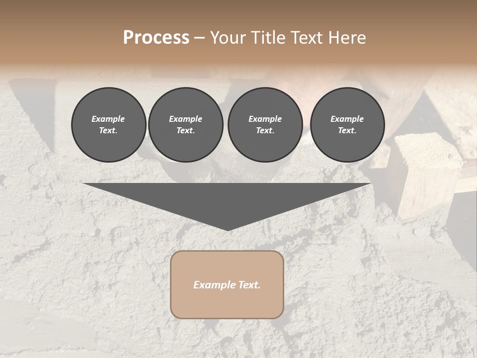 Closeup Of Mason's Hand Spreading Concrete Mix With Trowel In Foundation Shuttering PowerPoint Template