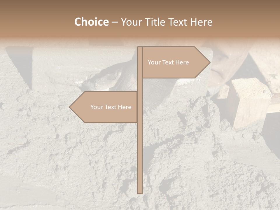Closeup Of Mason's Hand Spreading Concrete Mix With Trowel In Foundation Shuttering PowerPoint Template