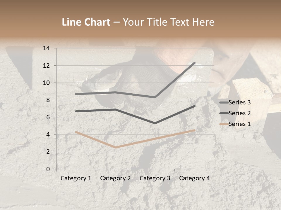Closeup Of Mason's Hand Spreading Concrete Mix With Trowel In Foundation Shuttering PowerPoint Template