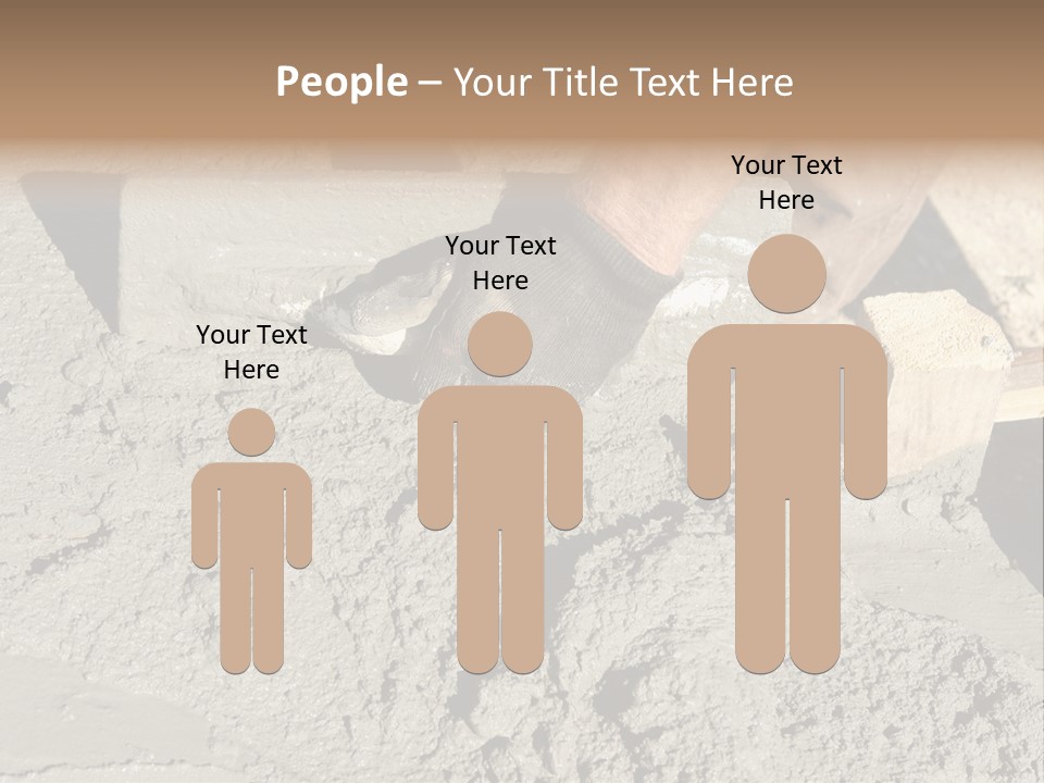 Closeup Of Mason's Hand Spreading Concrete Mix With Trowel In Foundation Shuttering PowerPoint Template