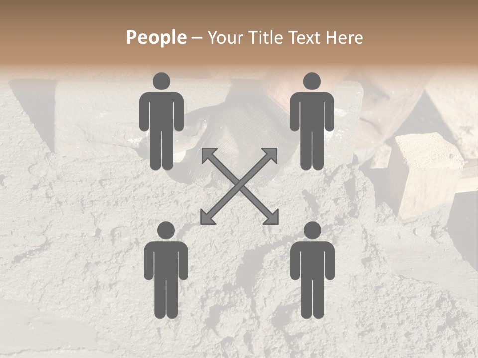 Closeup Of Mason's Hand Spreading Concrete Mix With Trowel In Foundation Shuttering PowerPoint Template