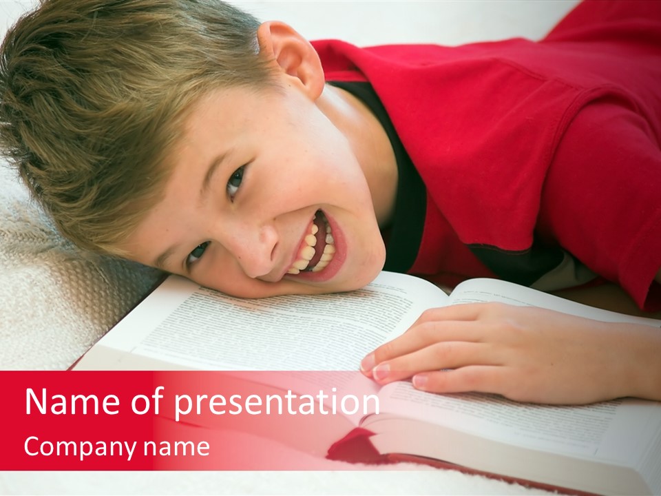 Schoolboy Having Fun During Studying PowerPoint Template