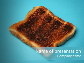 A Toasted Piece Of Bread On A Blue Background PowerPoint Template
