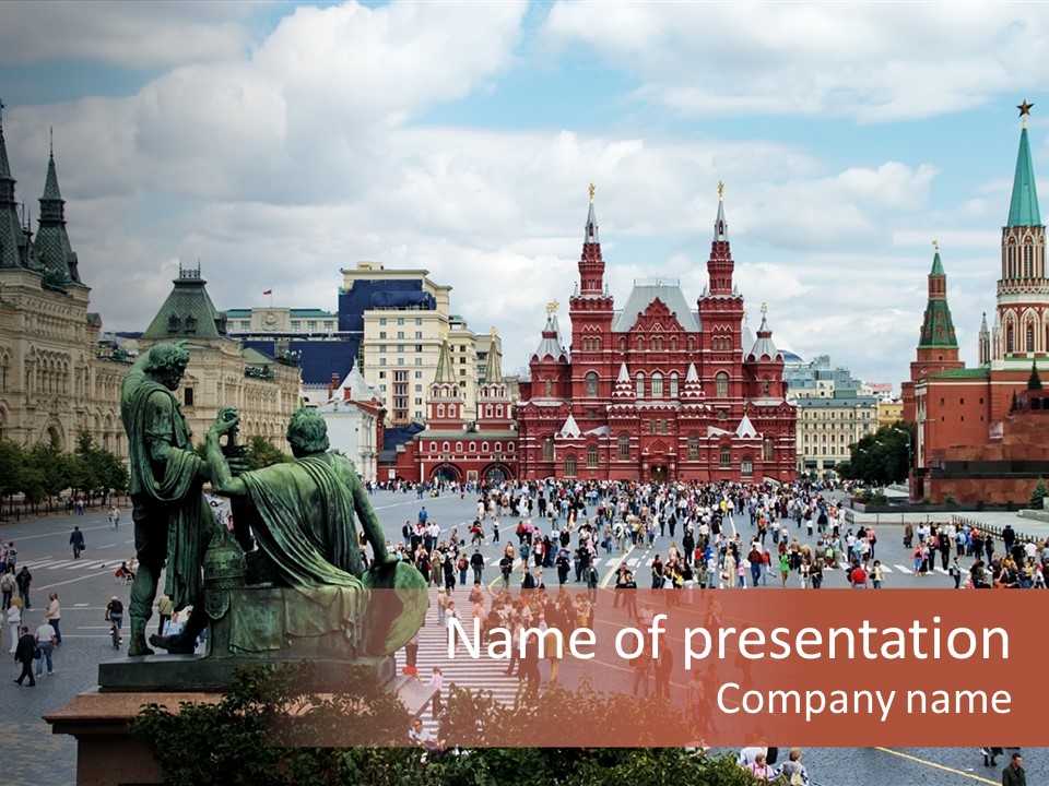 Red Square In Moscow, Russian Federation. National Landmark. Tourist Destination. PowerPoint Template