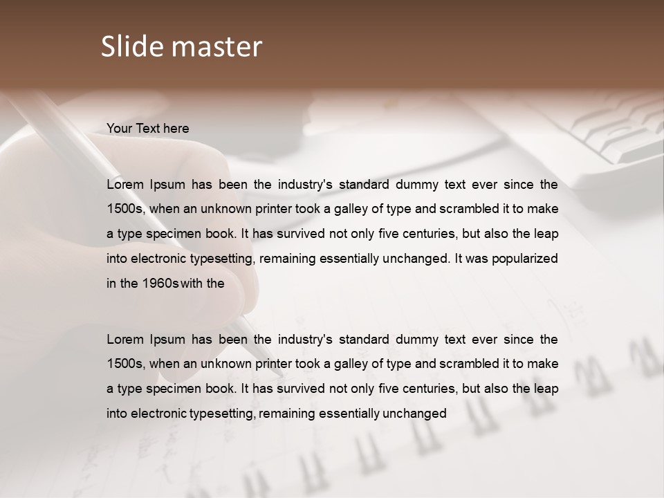 A Person Writing On A Piece Of Paper With A Pen PowerPoint Template