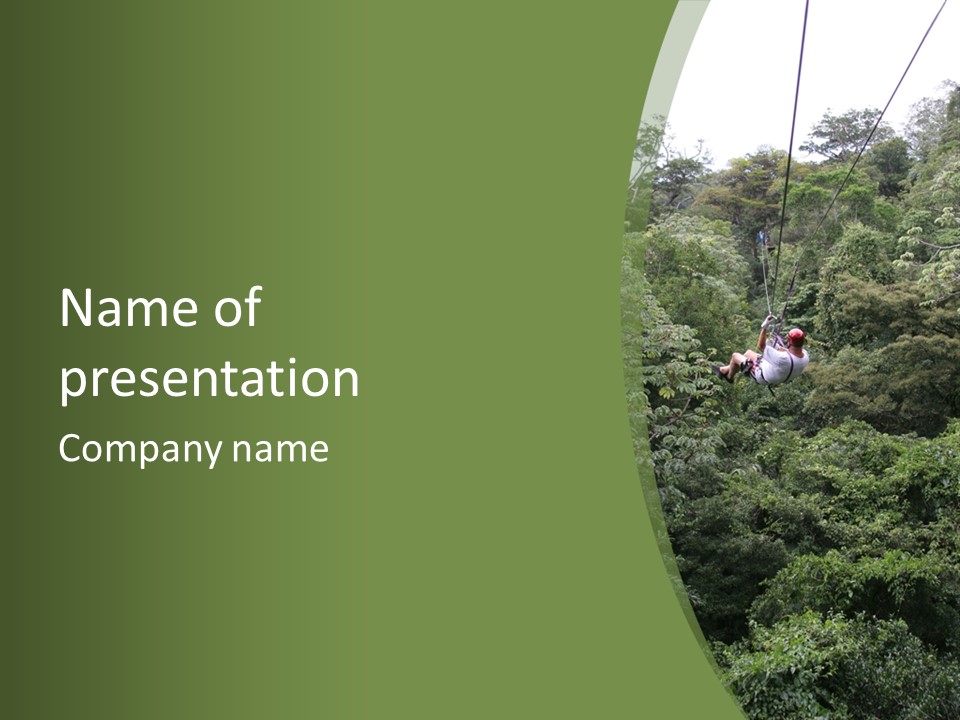 A Man Riding A Zip Line In The Middle Of A Forest PowerPoint Template