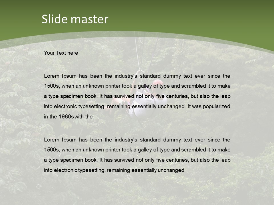 A Man Riding A Zip Line In The Middle Of A Forest PowerPoint Template