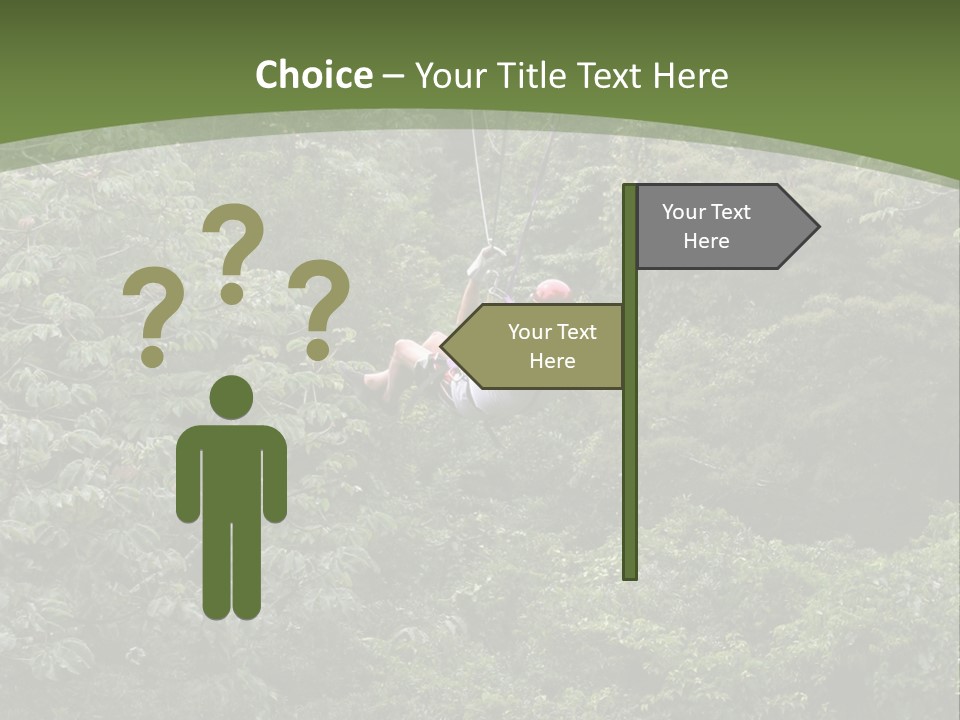 A Man Riding A Zip Line In The Middle Of A Forest PowerPoint Template