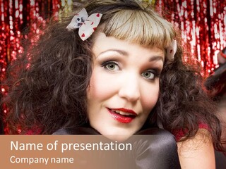 A Woman With A Bow In Her Hair PowerPoint Template