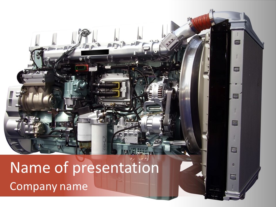 Heavy Truck Engine Isolated PowerPoint Template