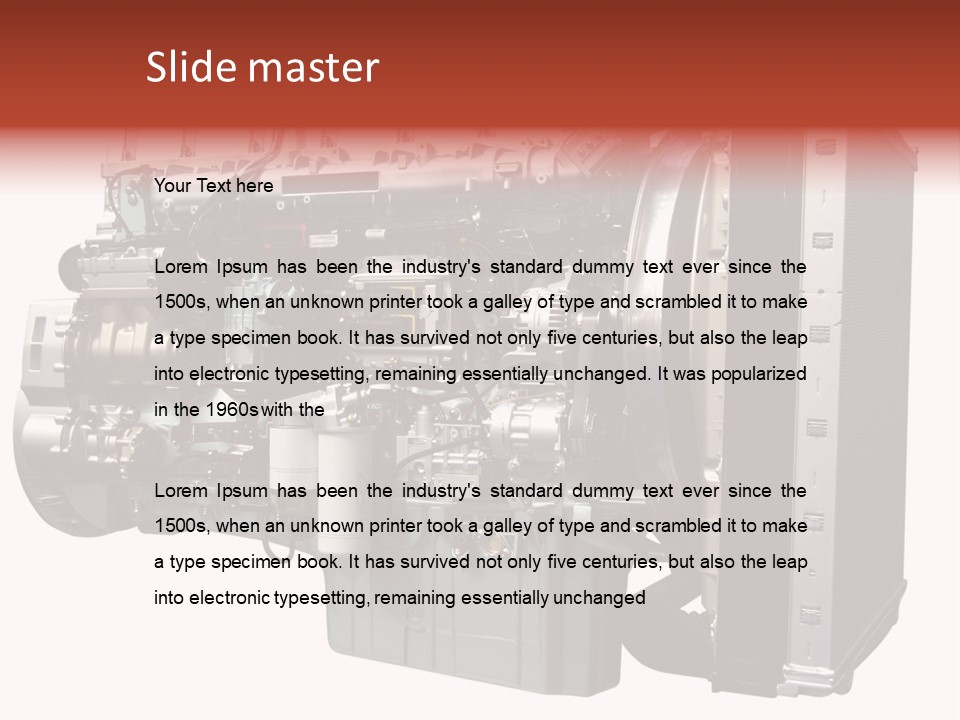 Heavy Truck Engine Isolated PowerPoint Template