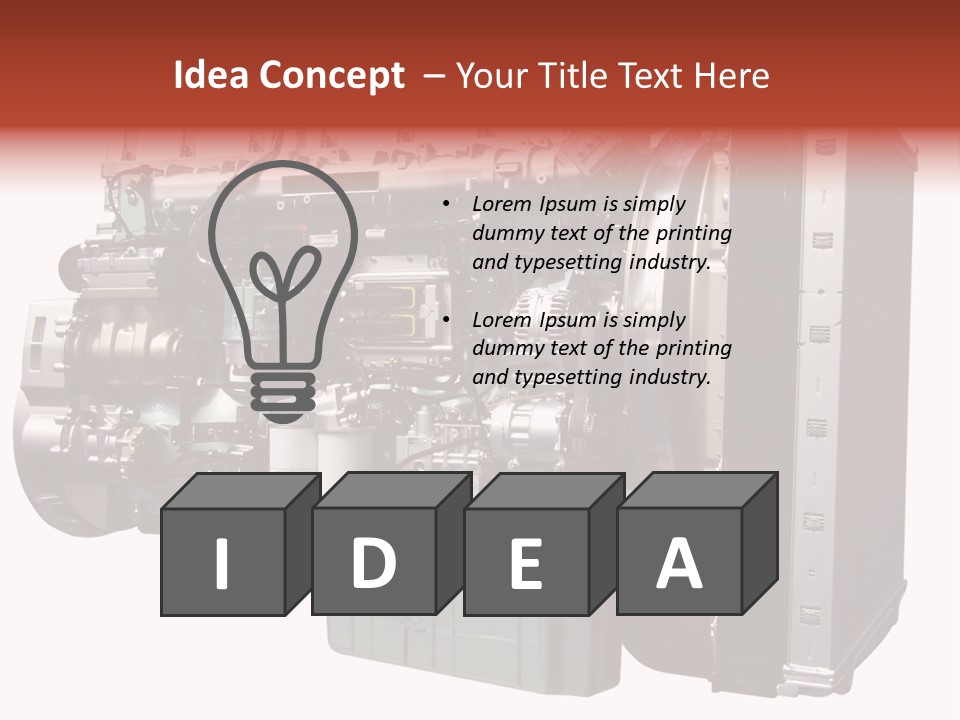 Heavy Truck Engine Isolated PowerPoint Template