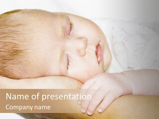 Sleep Baby On A Mother Hands PowerPoint Template