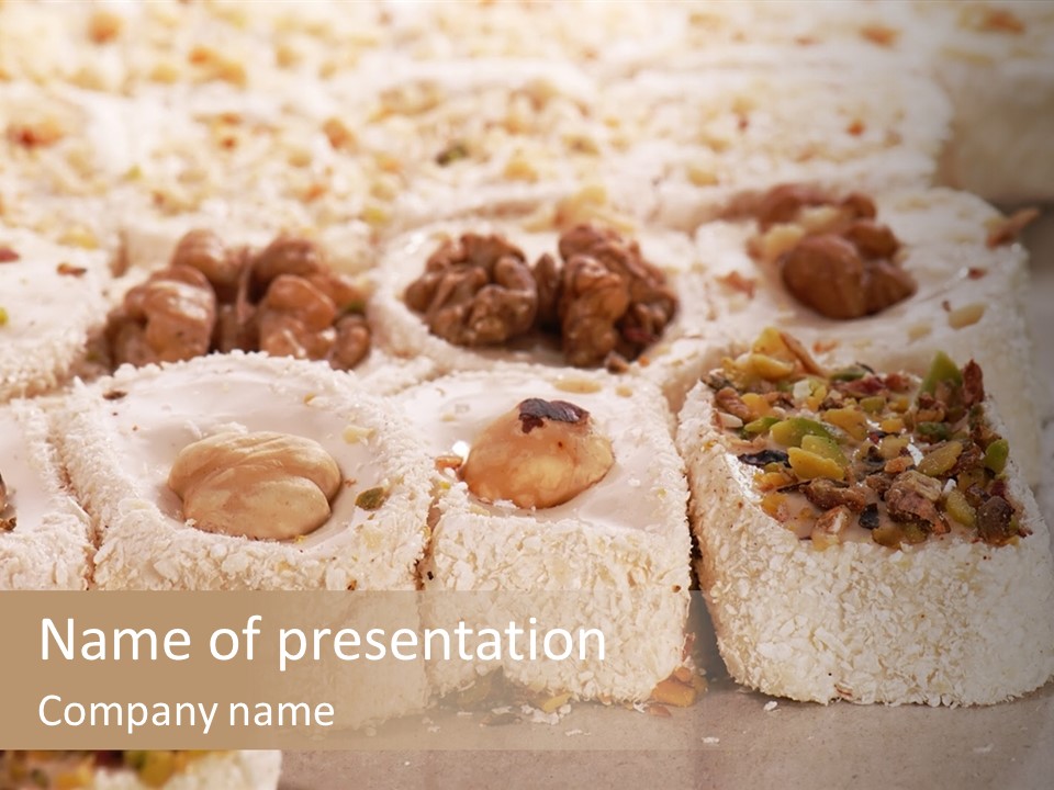 Turkish Delight Sweets In Close-Up PowerPoint Template