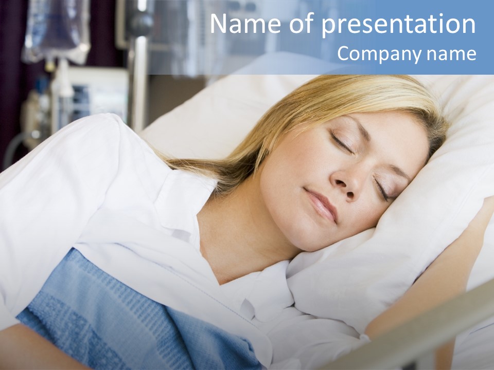 Woman Asleep In Hospital Bed PowerPoint Template