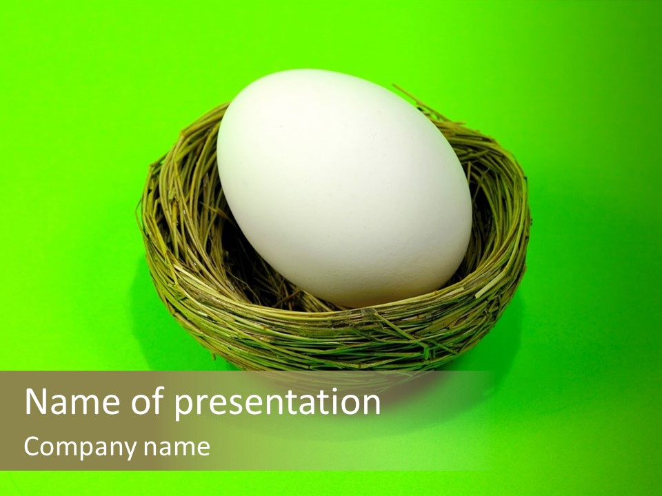 Nest And Egg On Green Background. PowerPoint Template