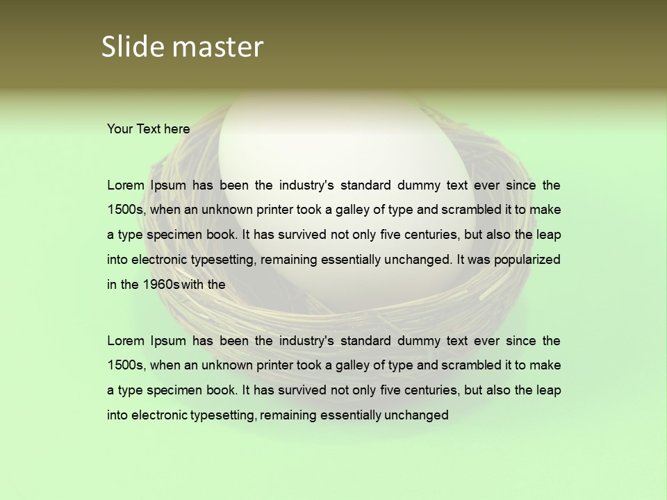 Nest And Egg On Green Background. PowerPoint Template