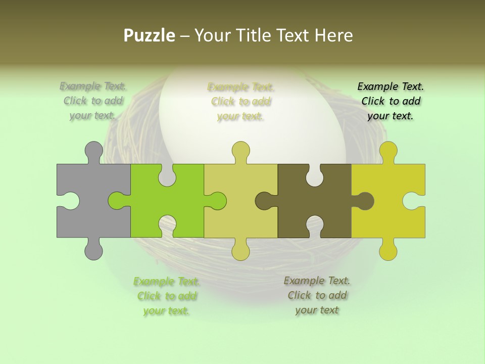 Nest And Egg On Green Background. PowerPoint Template