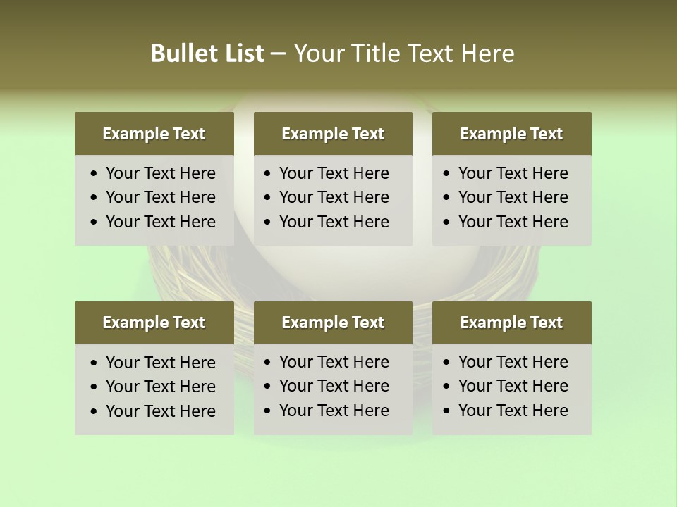 Nest And Egg On Green Background. PowerPoint Template