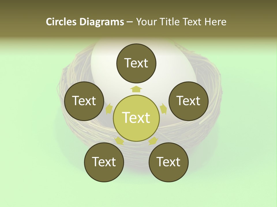 Nest And Egg On Green Background. PowerPoint Template