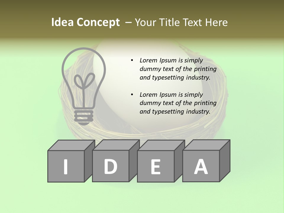 Nest And Egg On Green Background. PowerPoint Template