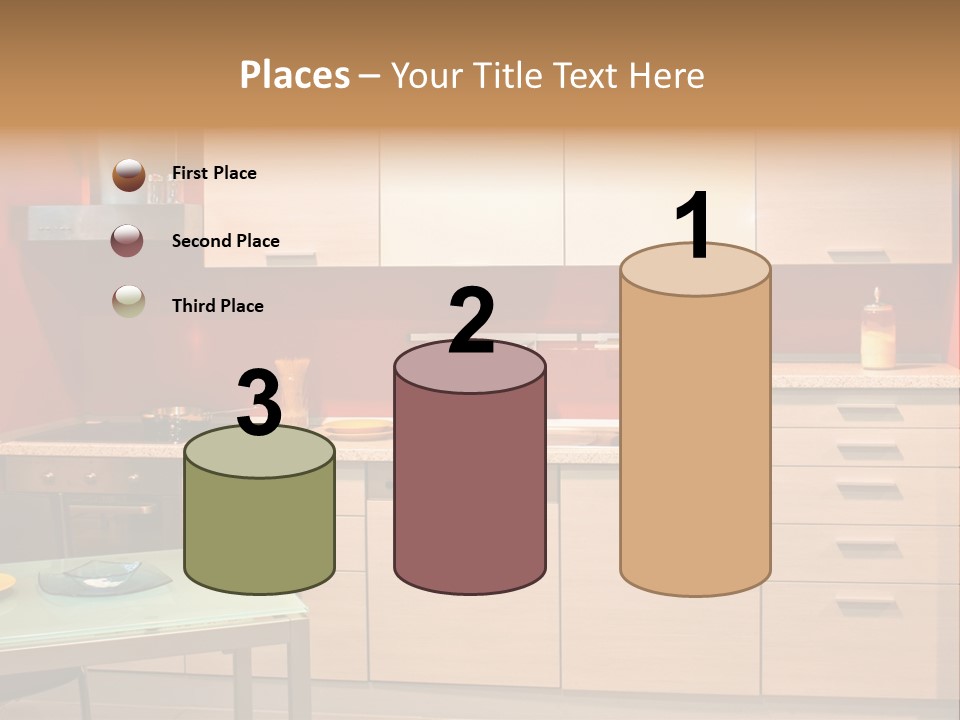 Small Modern Kitchen In Red Wall Apartment PowerPoint Template