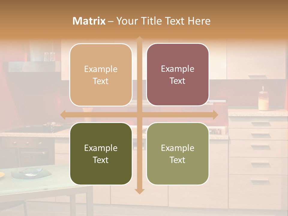 Small Modern Kitchen In Red Wall Apartment PowerPoint Template