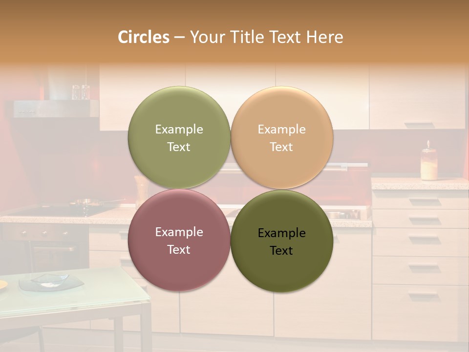 Small Modern Kitchen In Red Wall Apartment PowerPoint Template