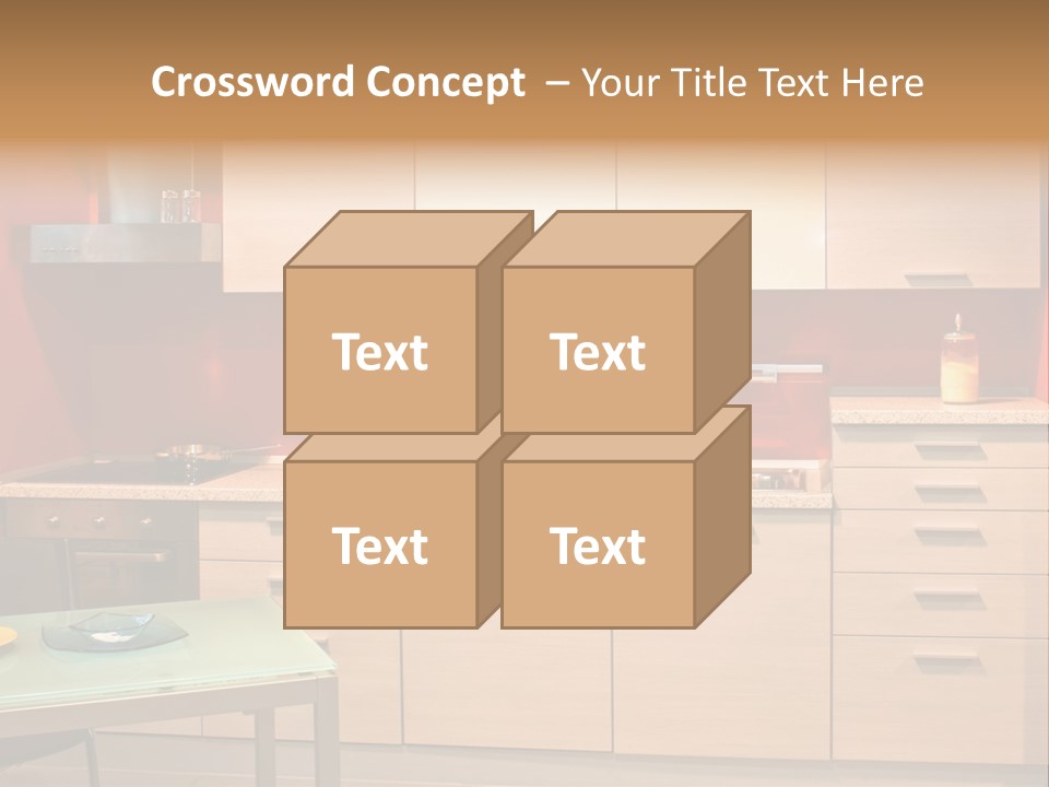 Small Modern Kitchen In Red Wall Apartment PowerPoint Template