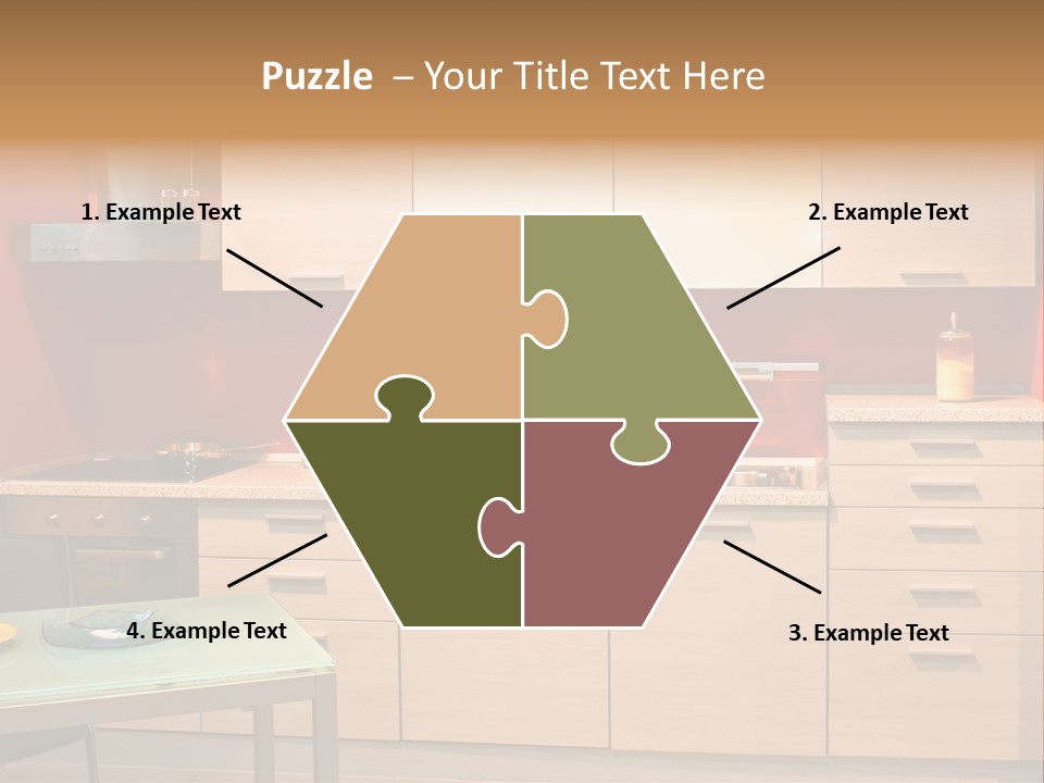 Small Modern Kitchen In Red Wall Apartment PowerPoint Template