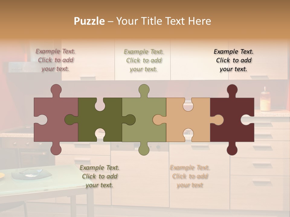 Small Modern Kitchen In Red Wall Apartment PowerPoint Template