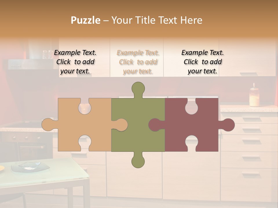 Small Modern Kitchen In Red Wall Apartment PowerPoint Template